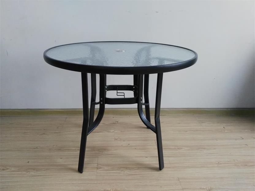 Outdoor Metal Round Tempered Glass Garden Furniture Outdoor Table for Garden