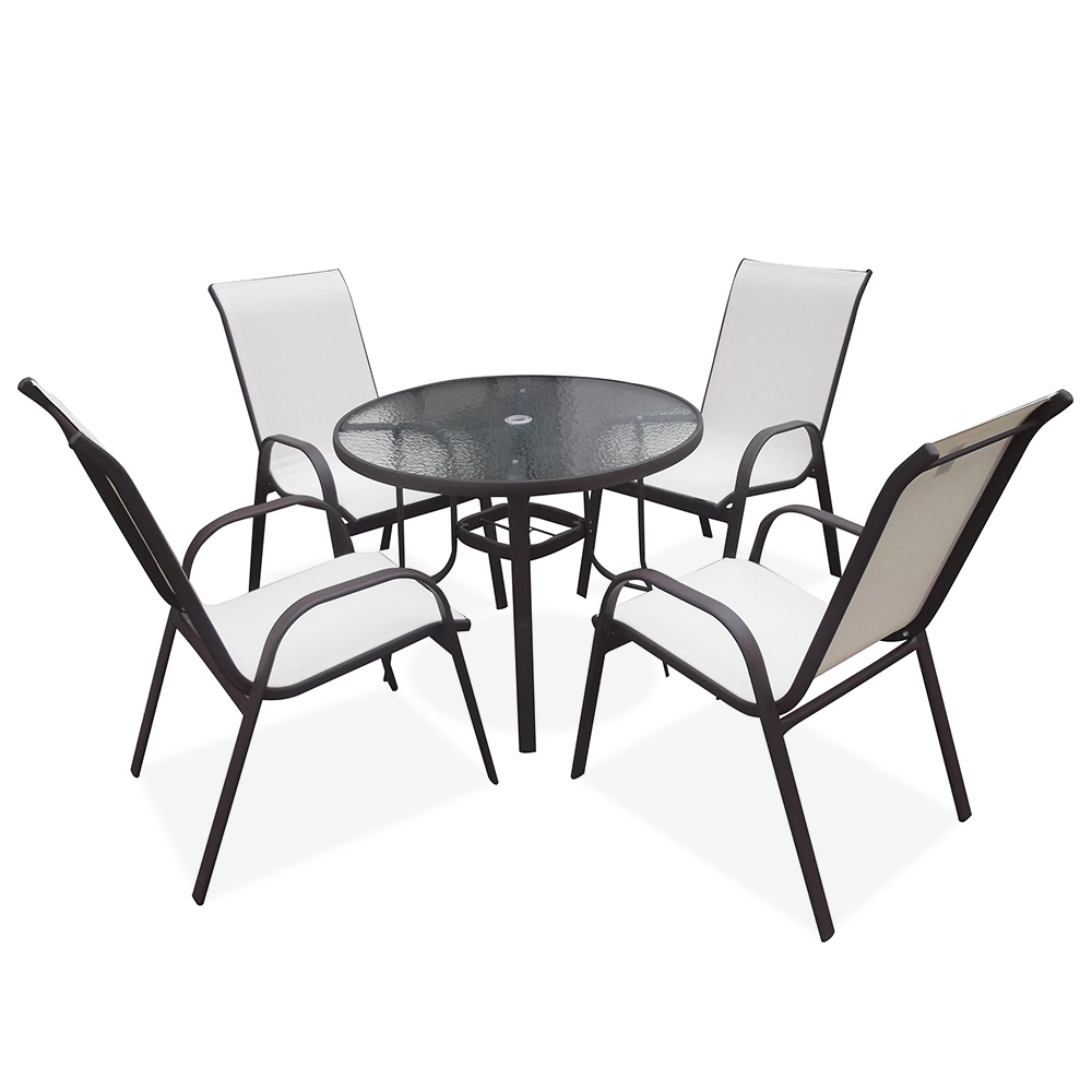 Outdoor Metal Round Tempered Glass Garden Furniture Outdoor Table for Garden