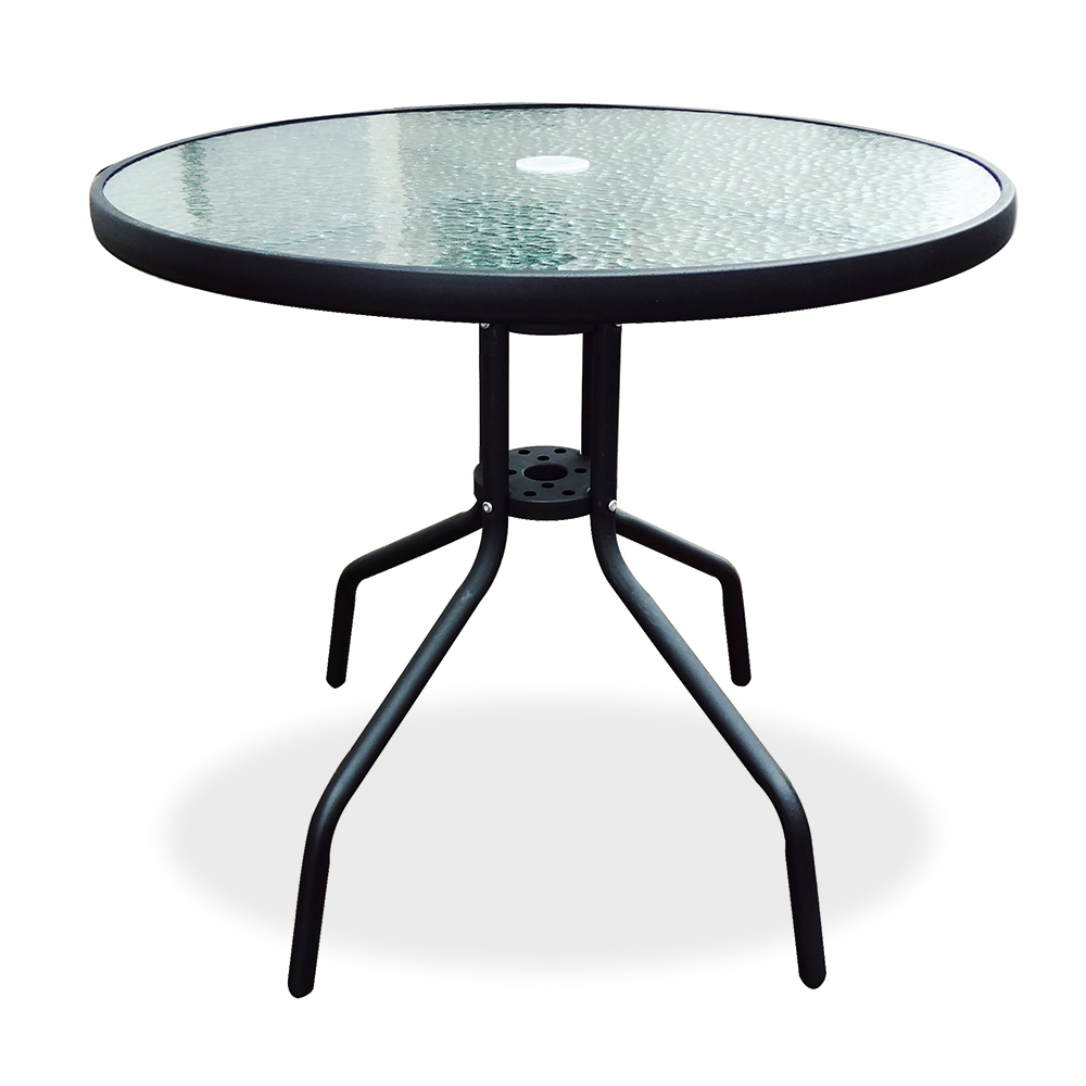 Metal Tempered Glass Outdoor Bistro Round Patio Garden Table Garden