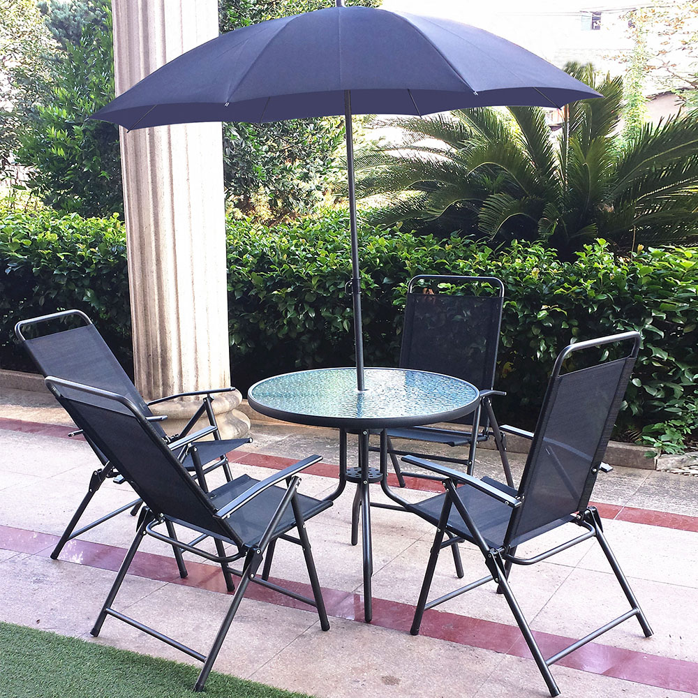 Metal Tempered Glass Outdoor Bistro Round Patio Garden Table Garden