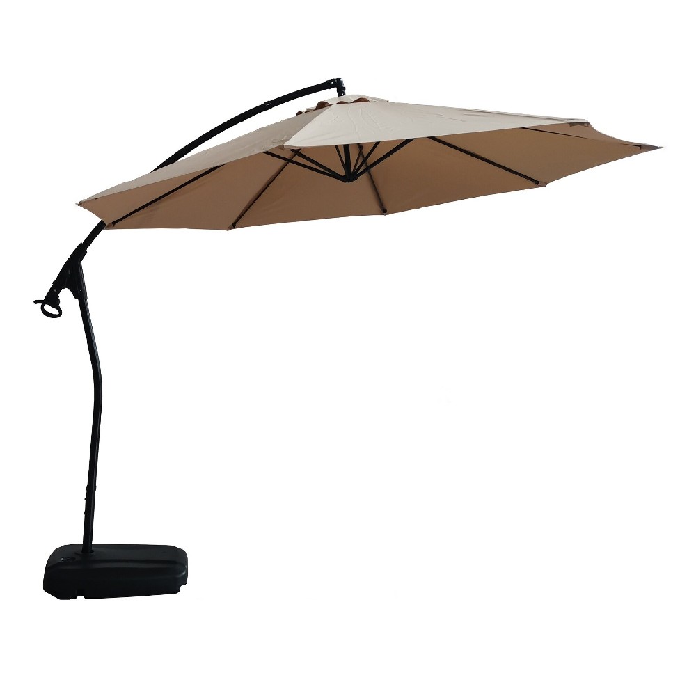 Luxury Outdoor Deck Cantilever Hanging Patio Garden Banana Umbrella Parasol Dia.3M with Curved Pole with Crank with Cross Base